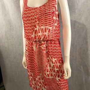 Bisou Bisou Spring Dress SemiSheer Orange White 8